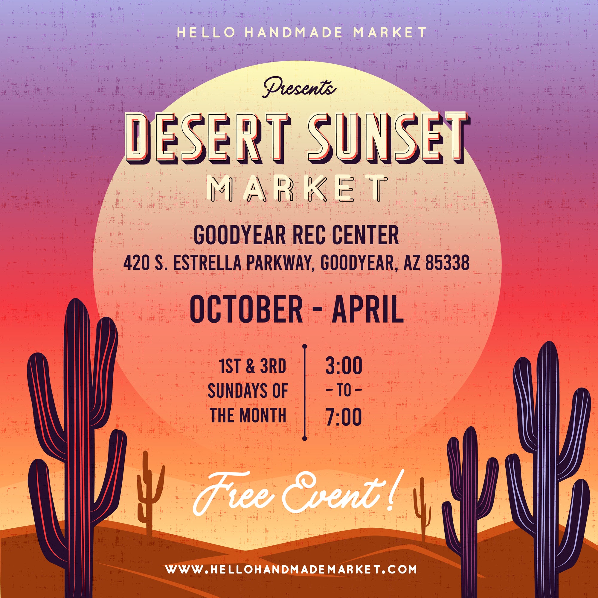 Be a Vendor at Our Desert Sunset Market at the Goodyear Rec Center