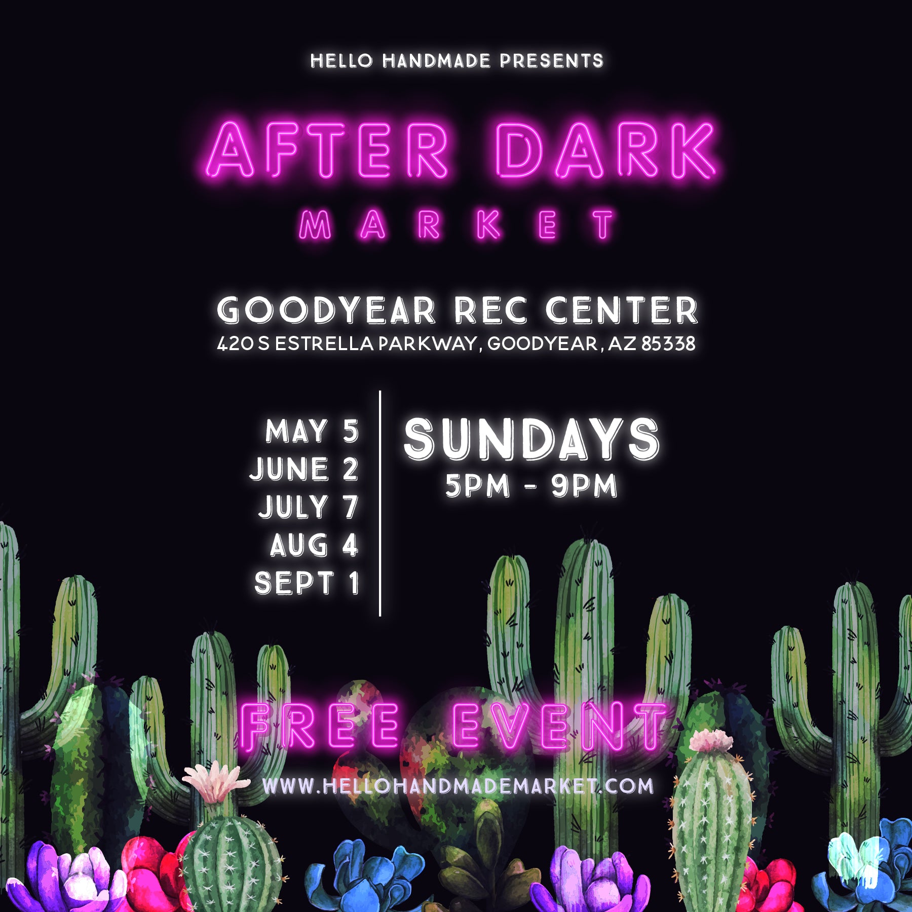 Be a Vendor at our After Dark Summer Sundays at the Goodyear Rec Center