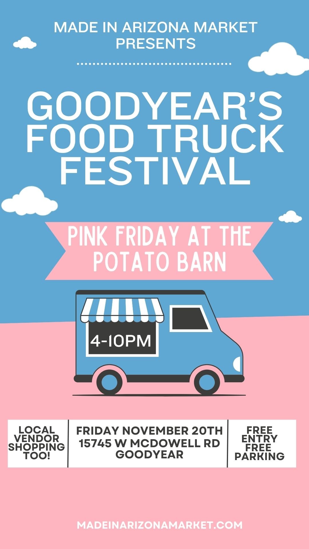 Be a Vendor at our Food Truck Festival Friday November 20th at Potato Barn in Goodyear